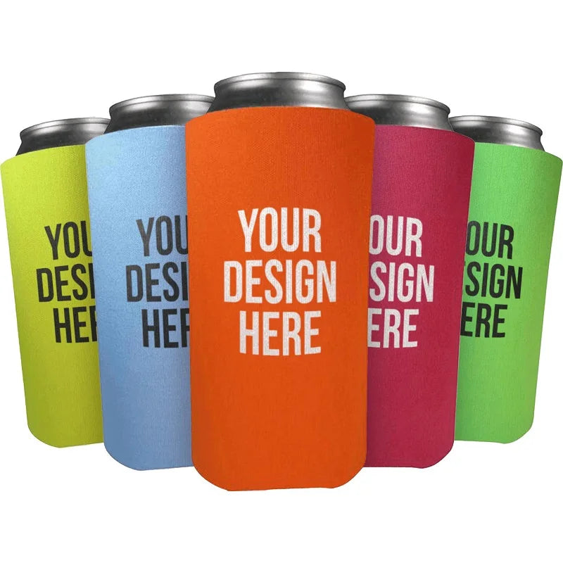 Custom Logo 12 16 oz Neoprene Skinny Tall Drink High Slim Cooler Cover Sleeve Stubby Holder Beer Bottle Coozies for Can