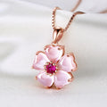 Fashion Sweet Cherry Peach Blossom Pink Rose Red Stone Women Necklace Spring Beautiful Girls Necklace Jewelry