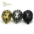Fatingna Gold Plated Men Fashion Jewelry Leon Stainless Steel Lion Shape Finger Ring Statement Animal Lion Head Rings