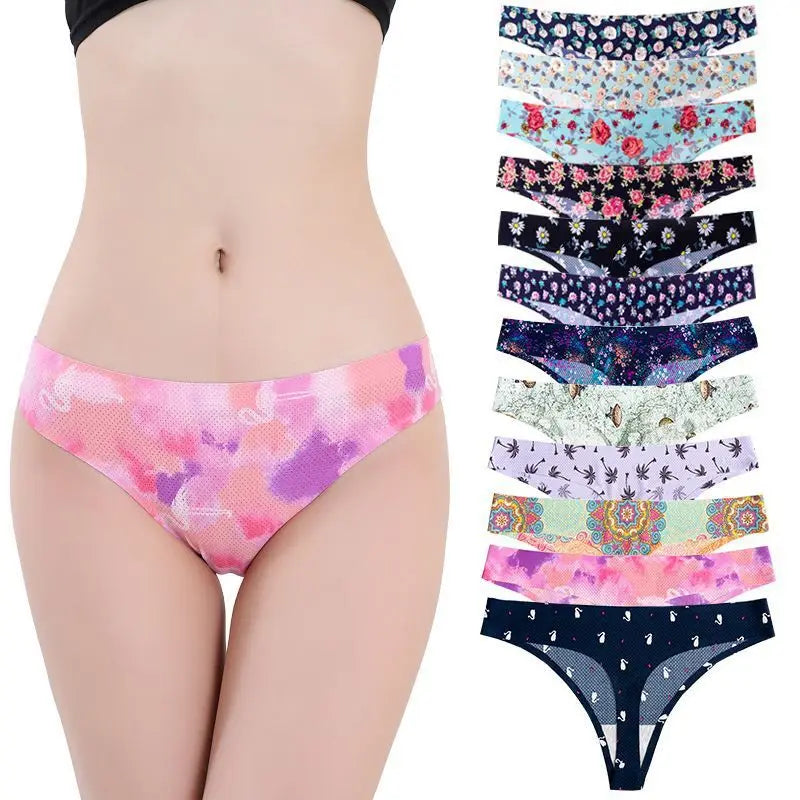 Hot Selling Printed Seamless Design Sexy Thong G-String Underwear for Women