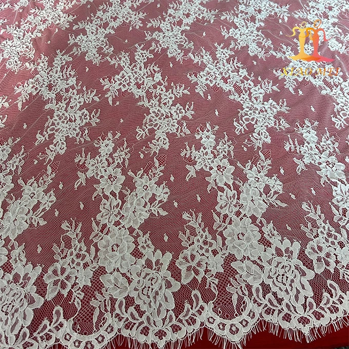 High- End Chemical Polyester French Fancy Bridal Cord Lace Fabric XM-FL0115-1