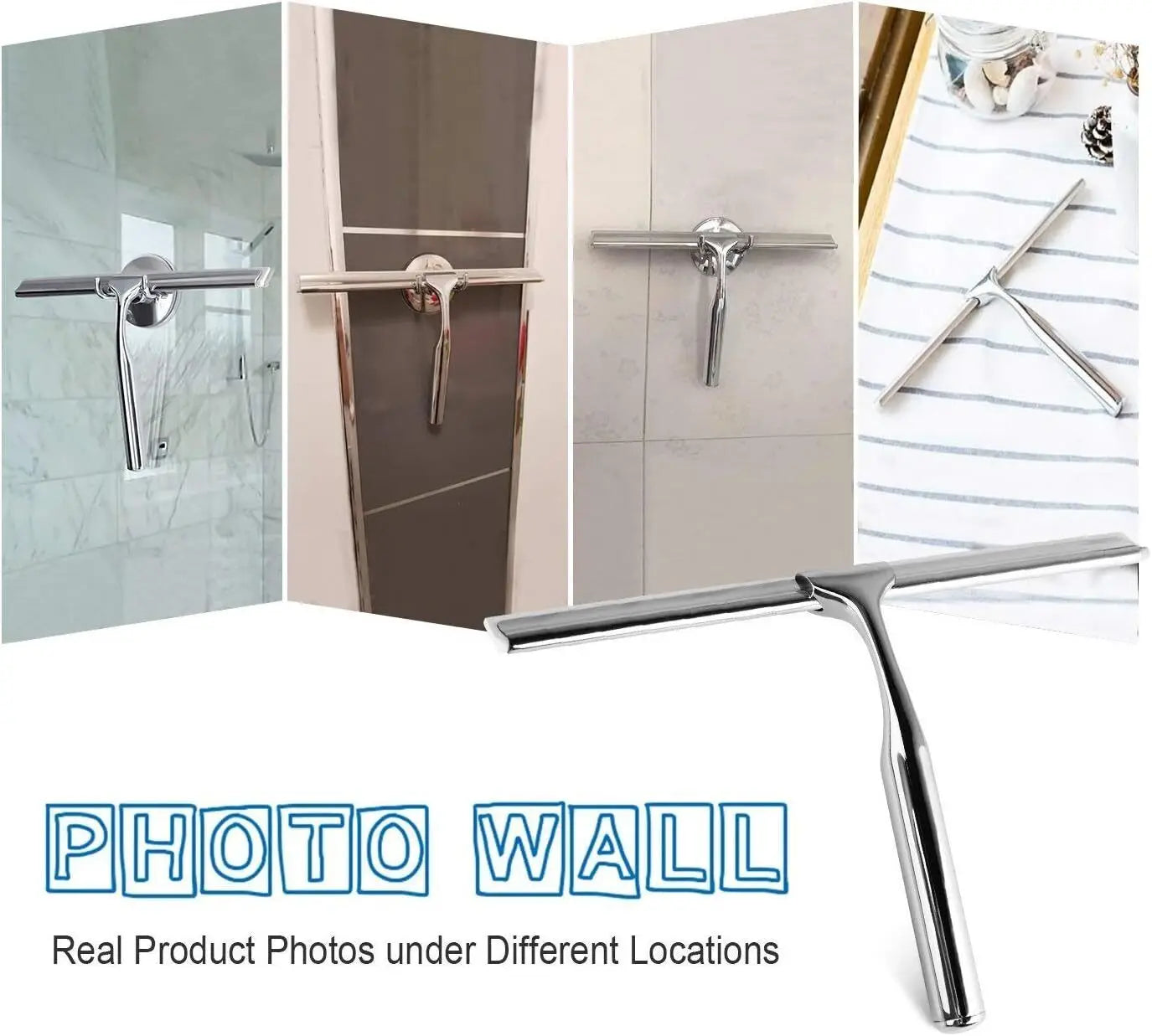 Hot Sale Household Cleaning Tools & Accessories Stainless Steel Squeegee S Hook Rubber Handle Window Floor Cleaning Shower Usage