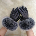 Sample Support Women's Fashion Winter Gloves Real Sheepskin Leather with Touchscreen Cashmere Fox Fur Cuff Outdoor Daily Use