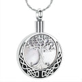 Vintage Natural Shell Cremation Urn Tree Design Keepsake Stainless Steel Human Pet Ashes Pendant Necklace Memory