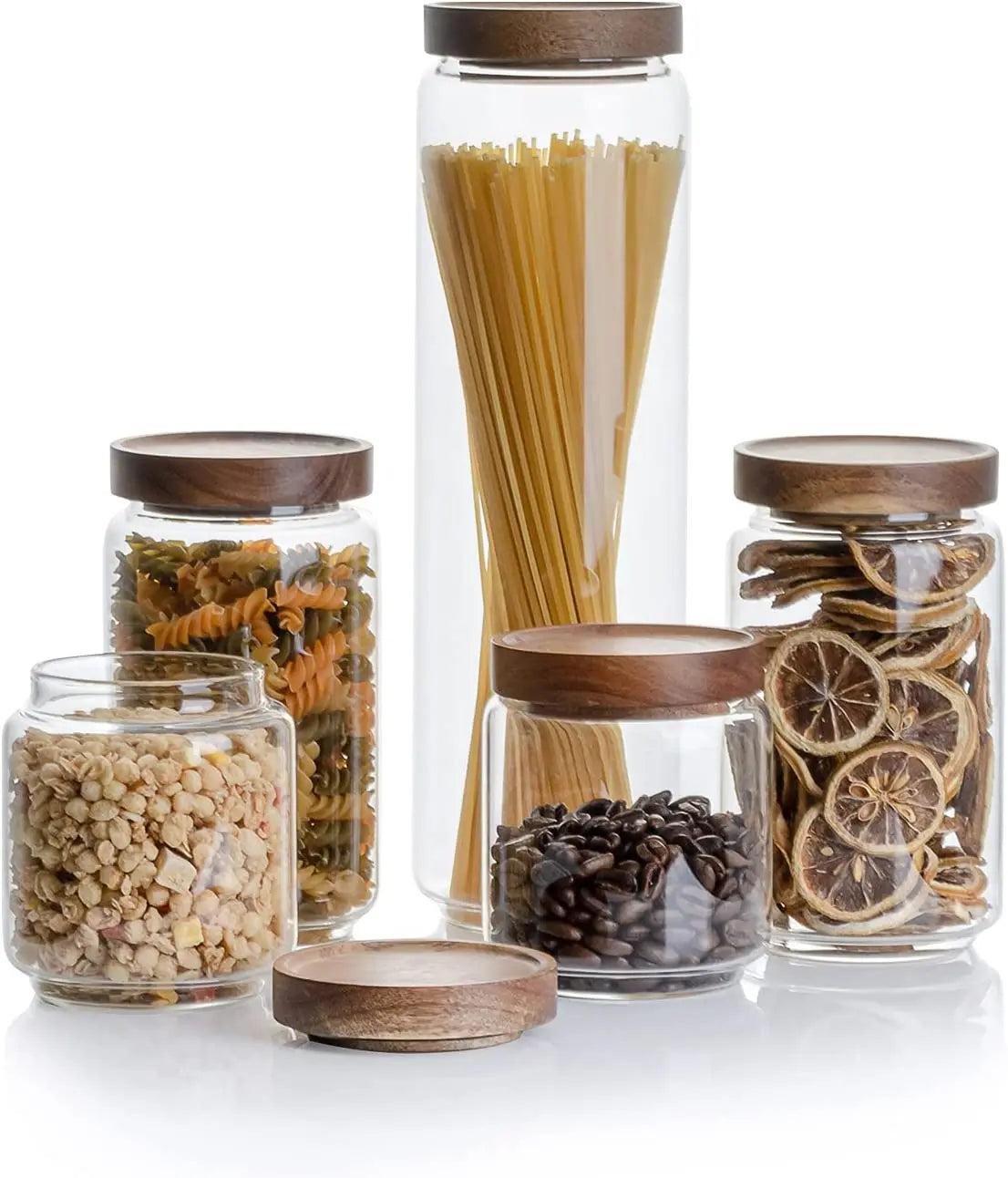 Wholesale Large Glass Food Storage Glass Spice Jar With Acacia Wooden Lid Jar