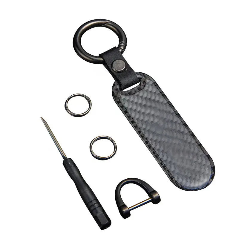 Wholesale Leather Strap High Quality Premium Custom Carbon Fiber Pattern Keychain Carbon Lines Key Holder Key Chain