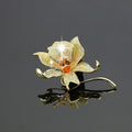 Elegant Zircon Stone Lily Brooch Pin Women/Men Corsage Boutonniere for Wedding Dress Accessories on Hat Bag Suit Tie