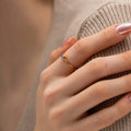 2023 Fashion New Stainless Steel 18K Gold Texture Light Luxury Set Light Blue Opteraite Open Thin Ring