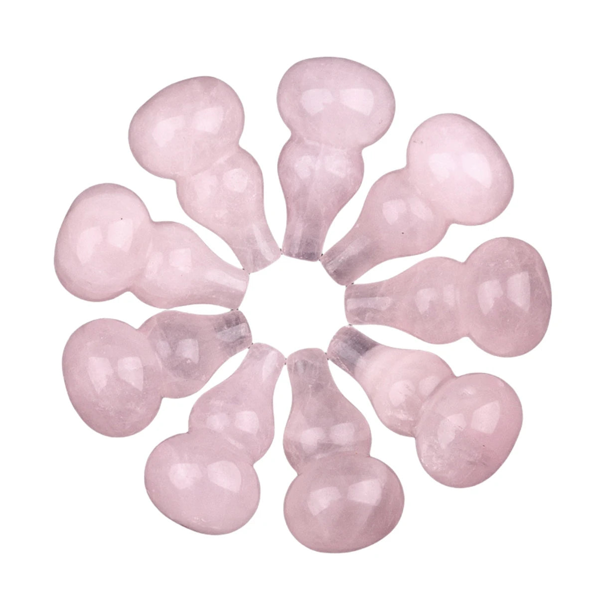 Fashion Rose Quartz Stone Calabash Shaped Crystal Pendant Healing Stone Handicraft Decoration Used for Necklace Making Gift Set