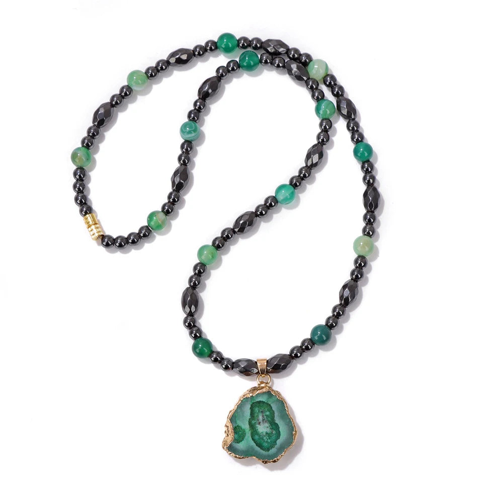 Long Matte-Finish Genuine Semi-Precious Stone Endless Infinity Opera Length Hand Beaded Mala Strand Necklace for Women  Men