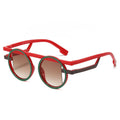 DOISYER Women's New Round Sunglasses Personalized Fashionable Shades Splice Color Decorative for Costume Party Club Made PC