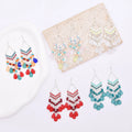 Silver Plated Beaded Flower Earrings Women Drop Earrings Vintage Bohemian Ethnic Statement Earrings