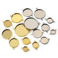 8-30mm Inner Size Double Loops Stainless Steel Gold Color Pendant Cabochon Blank Base Tray DIY Accessories for Bracelet Necklace