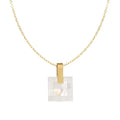 Joolim Jewelry 18K Gold Plated Mosaic Checkered Shell Square Pendant Necklace Stainless Steel Jewelry Wholesale Tarnish Free