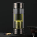 Double-layer High Borosilicate Glass 250ml Eco-Friendly Minimalist Design Tea Separation Water Bottle Tea Infuser Sports