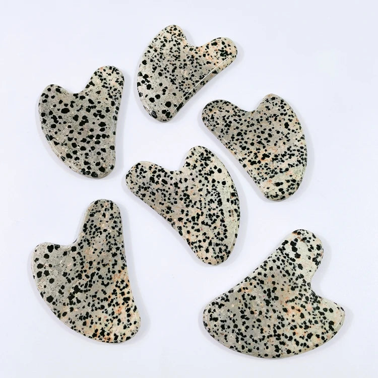 Huiying Face Gua Sha Scraping Massage Face Dalmatian Jasper Jade Heart Face Guasha Board Scraper Tool