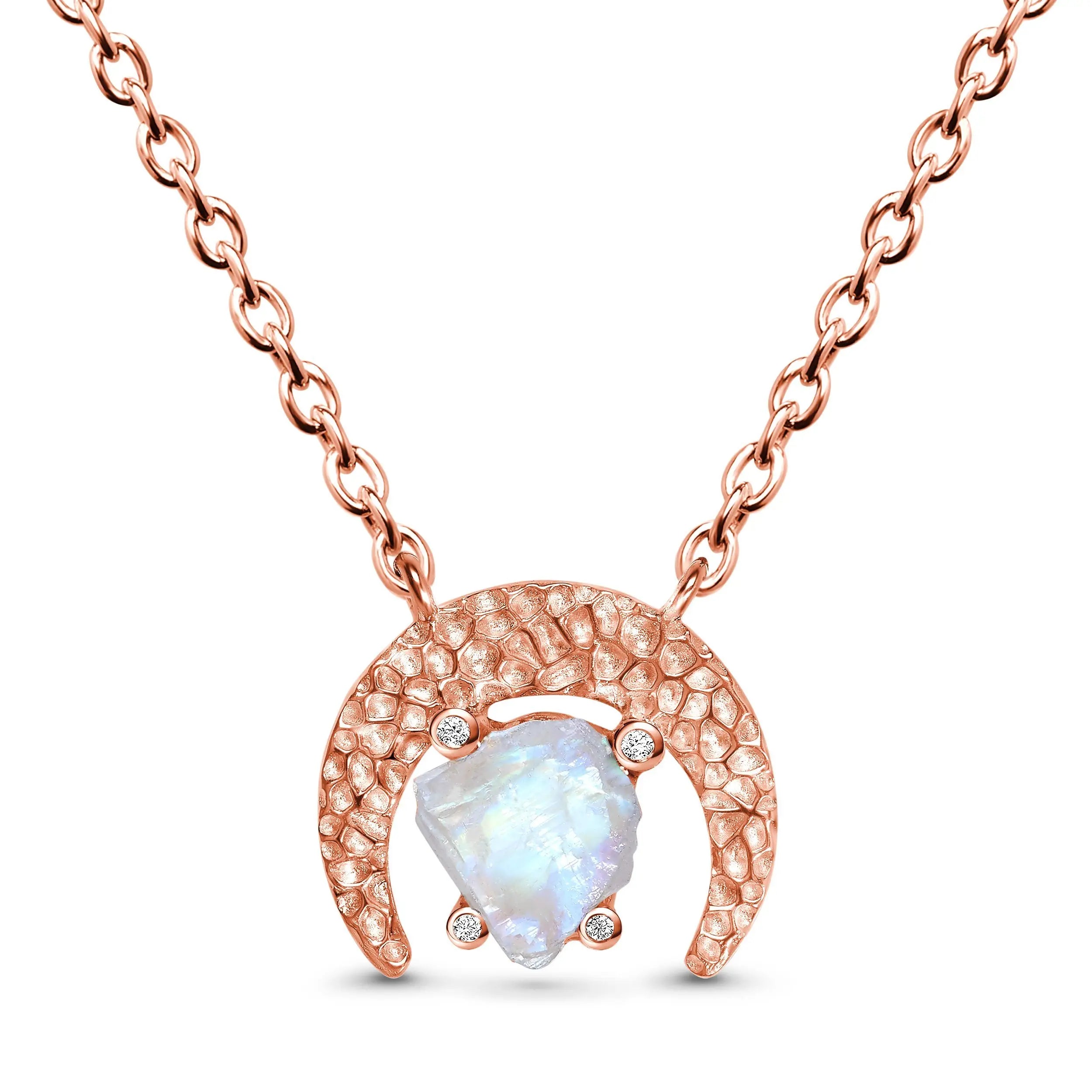 925 Sterling Silver Natural Blue Moonstone Jewelry Raw Gemstone Moonstone Necklace