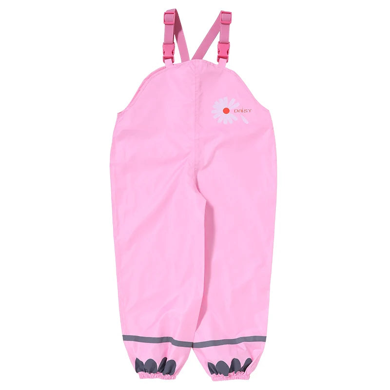 Ultra-Light Waterproof Rain Gear for Kids Strap Suspender Pants for for Tour Outdoor Activities Boys Girls Polyester Taffeta