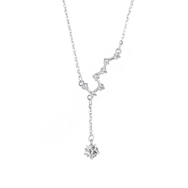 925 Silver Star Zircon Trendy Ladies Necklace 18K Gold Cute Religious Cross Pattern Wedding Engagement Party Classic Chain Style