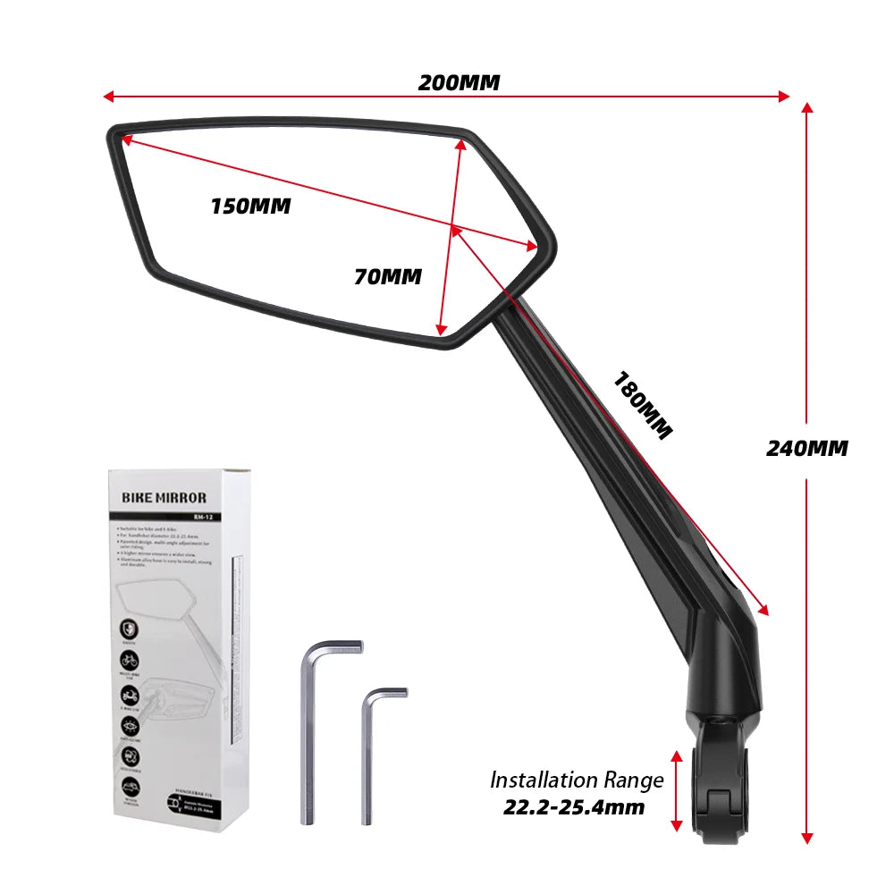 Hot Sale Electric Scooter Side Mirror Aluminum Convex Glass Wider Rear View Mirror for Bike