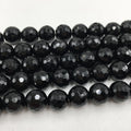 Loose Bulk Natural 2.0mm Big Hole Faceted Round Black Onyx Gemstone Stone Beads for DIY Jewelry Bracelet Making 6mm 8mm 10mm