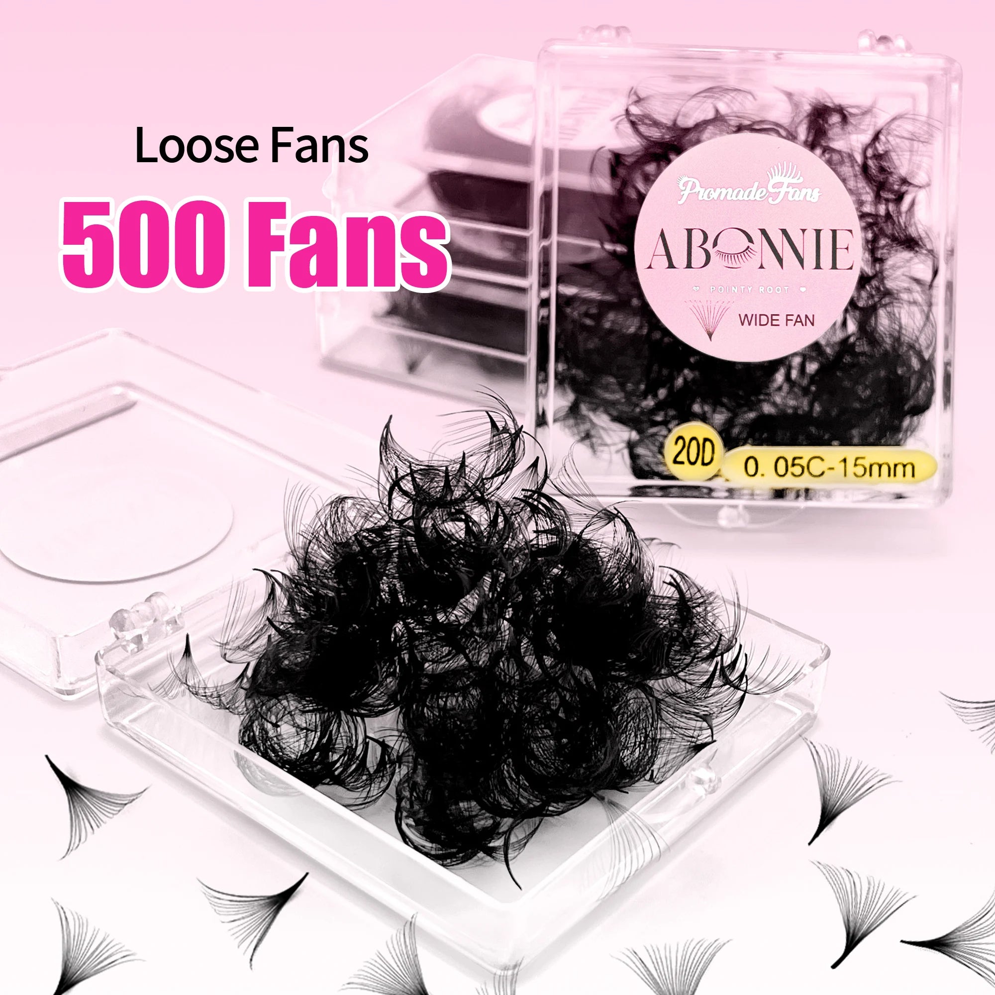 Abonnie Pointy Base Pro Made Eyelash Extensions Mink Premade Volume Fans Narrow Promade Lash Extension Fans 1000 Loose Lash Fans