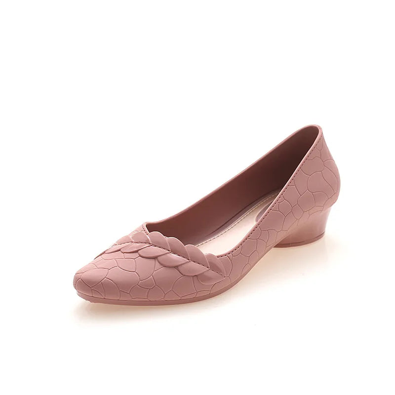 Women's Shallow Mouth Convenient Waterproof Casual Shoes Thick Heel Pointed Ladies Sandals Anti-slip Breathable Ladies Walking