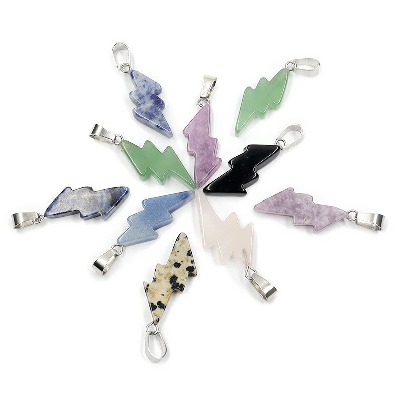 Natural Lightning Pendant Mini Stone Necklace Wholesale Healing Crystal Charms for Jewelry Making Craft Supplies
