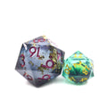Yushun Custom Black and Gold D20 Single Resin Dice 33mm Oversize DND RPG Game Dice