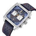 Top Brand MEGIR 2182 Fashion Blue Leather Men's Watches Quartz Watches for Men Luxury Square Business Wristwatch Custom LOGO