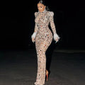 Dress 2022 Diamond Sexy Evening Gowns New Fashion Luxury Feather Long Dress Show Girl Birthday Party Dresses