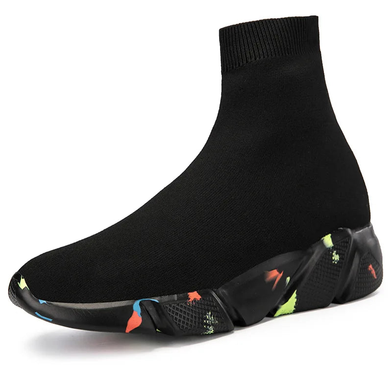 Popular Custom logo Paris High Top Elastic Shoes Men Thick Heels Sports and Leisure Sports Boots