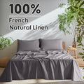 100 Wash French Flax Linen Flat Sheet Set Grey Linen Double Size Flax Linens Queen Size Sheet Set