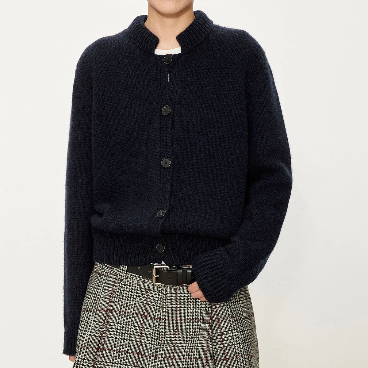 OEM Ladies Femme Winter Plain Fleece Cotton Knitwear Custom Designer Women Cropped Cashmere Wool Knit Jacket Cardigan Sweater