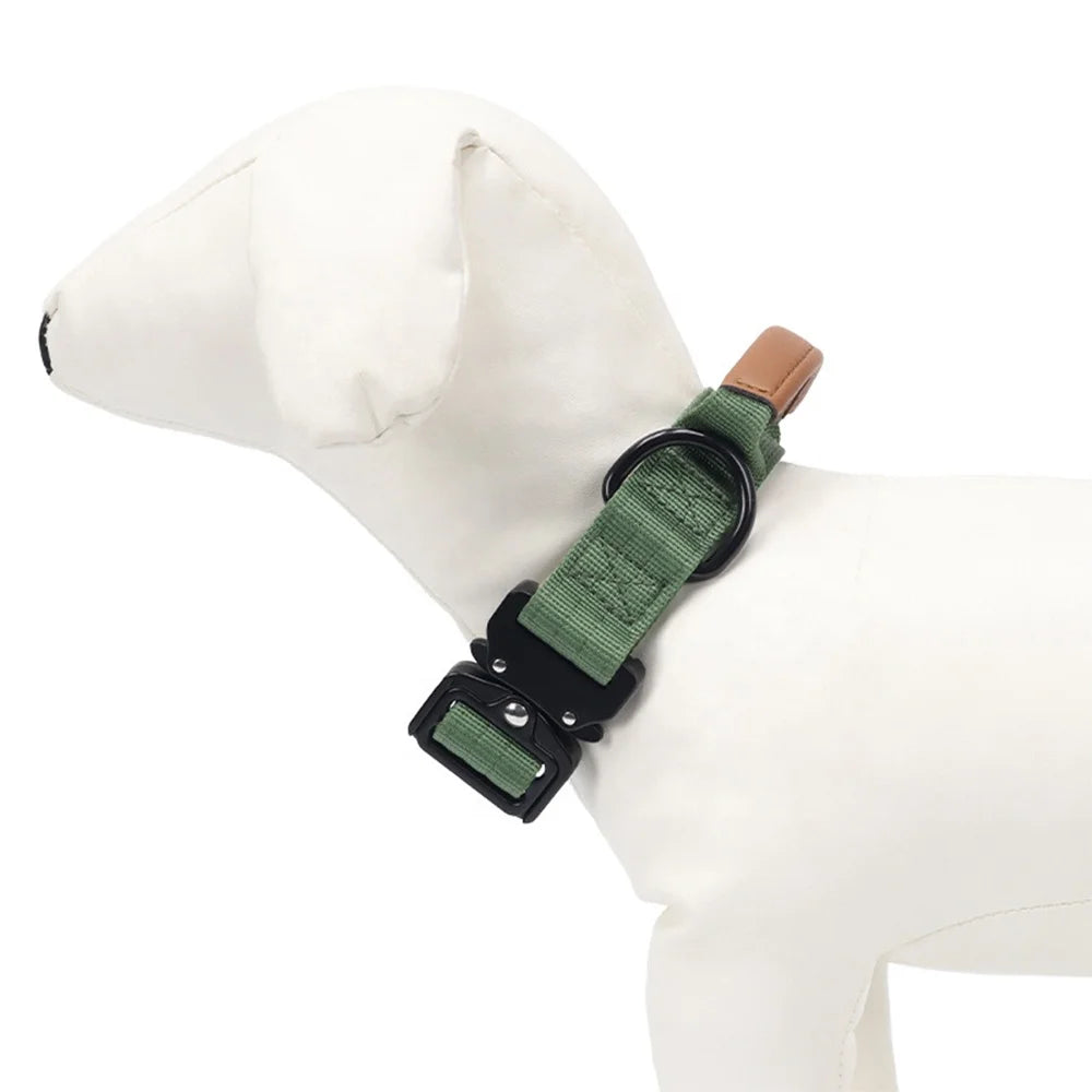 2025 Custom Luxury Personalized Polyester Nylon Leather Dog Pet Collar with Handle Hardware Lightweight Big Size