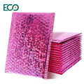 Rose Red Custom Size Logo Printing Waterproof Pink Bubble Mailers Holographic Metallic Polymailers