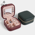 Luxury PU Leather Jewelry Zipper Box Travel Jewelry Accessories Storage Box With Mirror