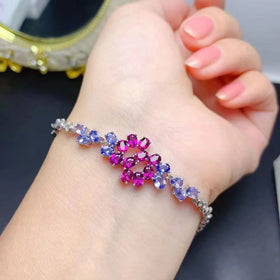 Hot Sale 925 Sterling Silver Women's Bracelet Making Kit Natural Tanzanite Stone Accessories Rhodium & Gold Plated for Girls