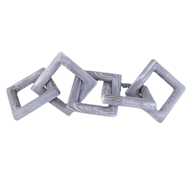 Rustic White Washed square Black Wooden 2 Chain 5 Link Decor Wood Chain Link Decor Photo Props Wooden Chain for Decor