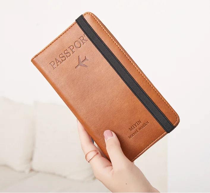 Yamo Women Long Phone Passport Wallet Big Capacity Clutch Multifunctional Travel Pu Leather Holder Elastic Band Closure