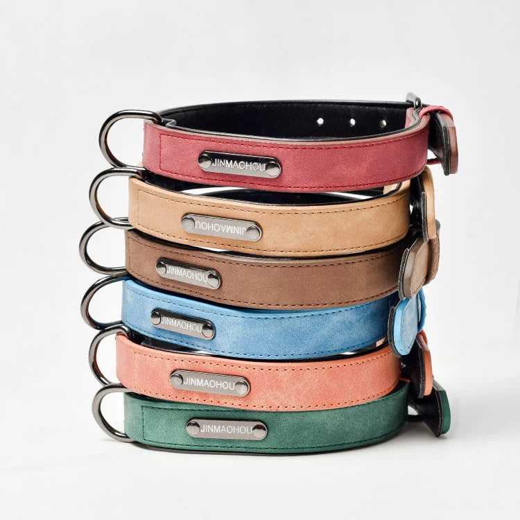 New Outdoor Walking Personalized Cheap Microfiber Leather Dog Collar Engrave