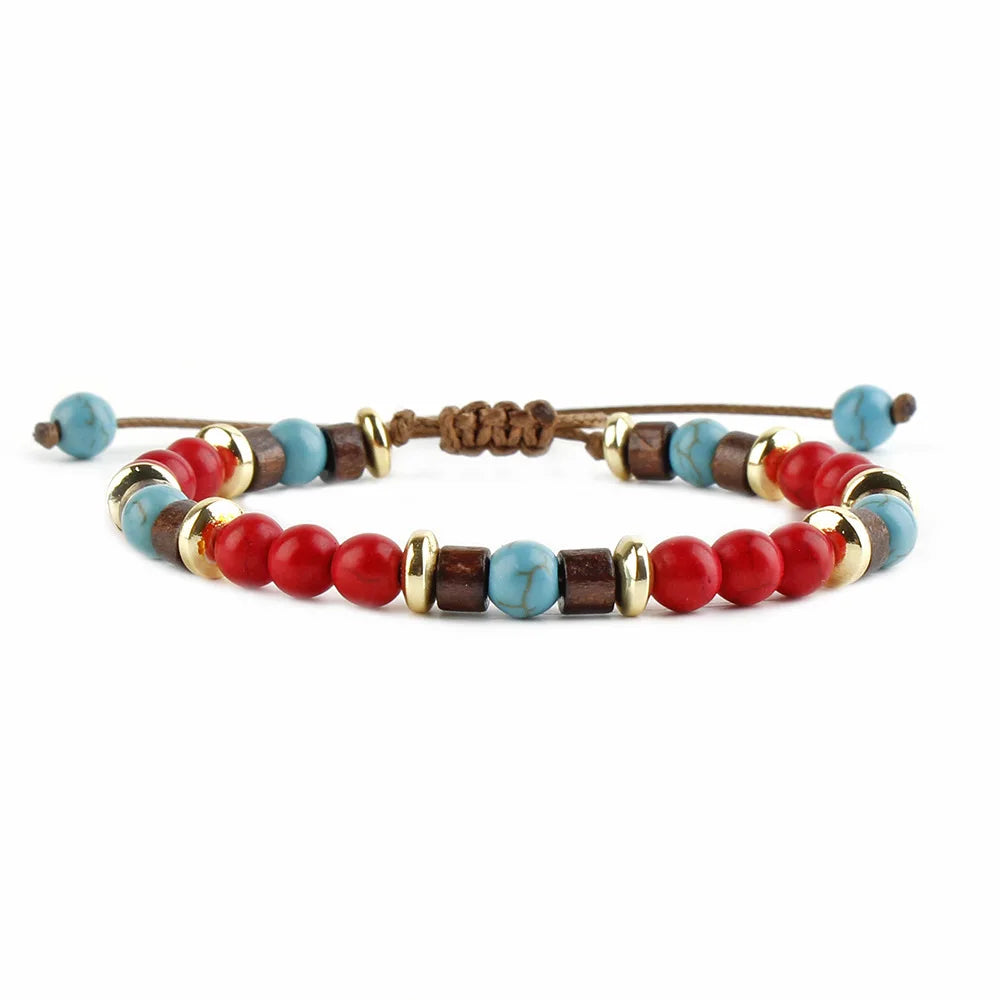 Welwish Ins Style 6mm Natural Stone Bead Adjustable Stretch Handmade Bead Bracelet for Best Friend