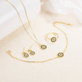 4pcs Adjustable Lucky Blue Evil Eyes Ring Earrings Bracelet Necklace Jewelry 18k Gold Plated Cubic Zirconia Evil Eyes Set