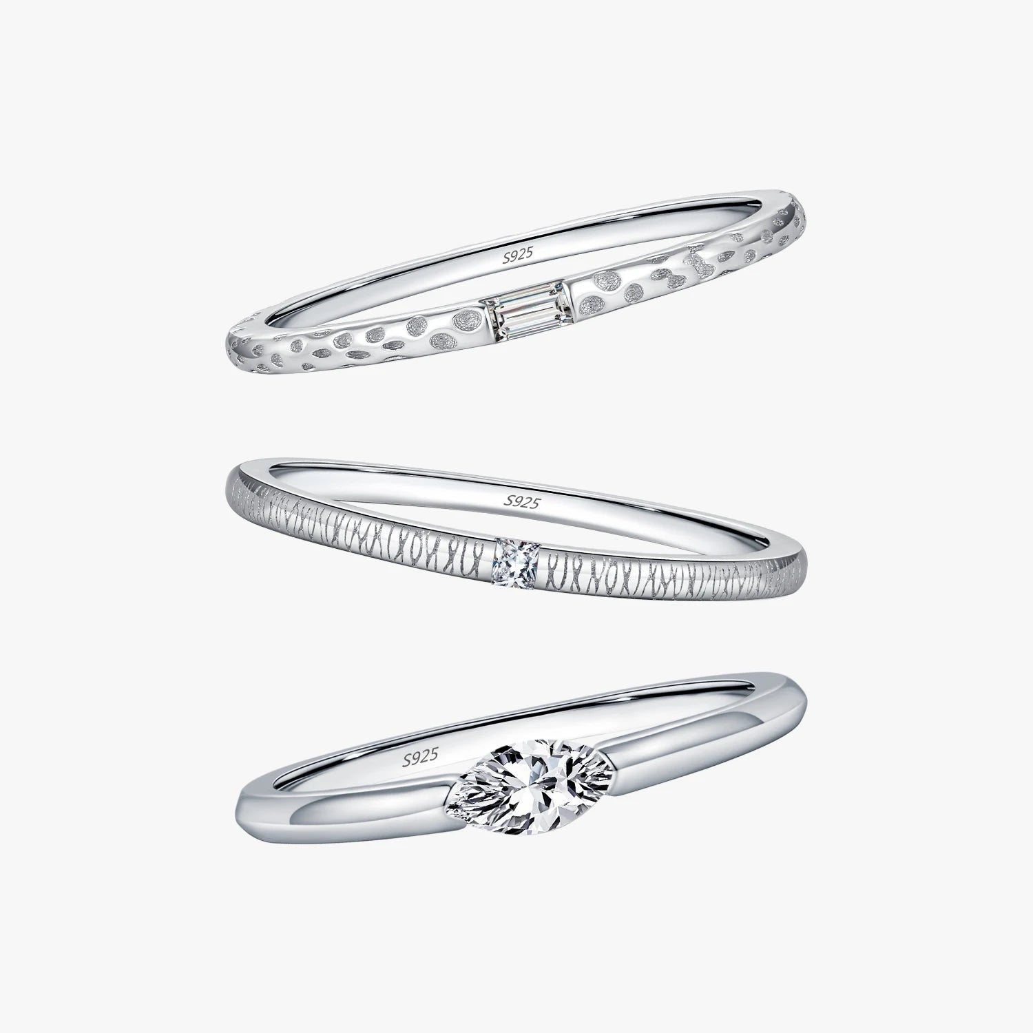 925 Sterling Silver Irregular Cross Line Concave and Convex Metal Texture Rings for Women Fashion Gold Color Fine Jewelry
