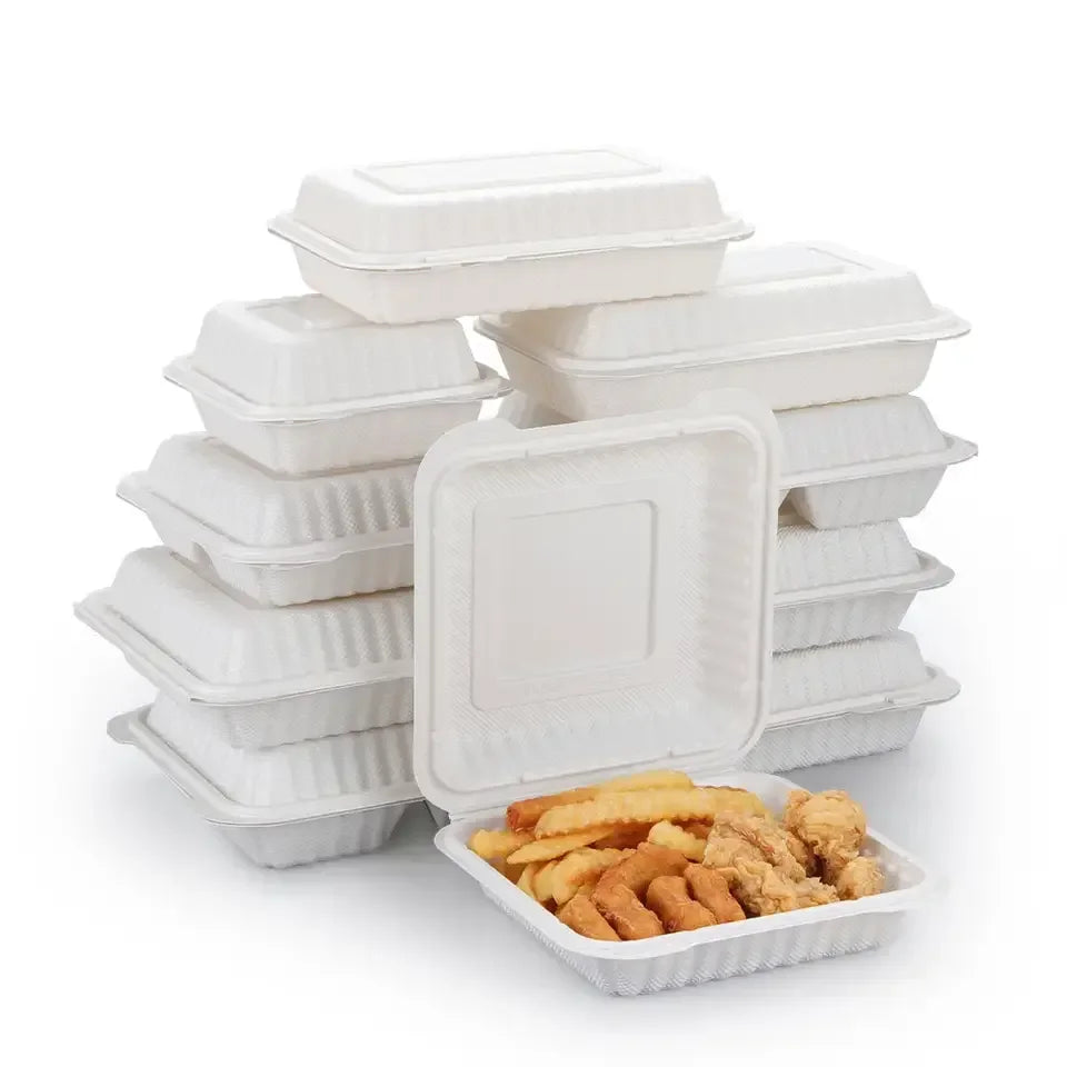 Take Away Biodegradable Lunch Packaging Disposable Clamshell Box Food Corn Starch Container Food Cornstarch Burger Bento Boxes
