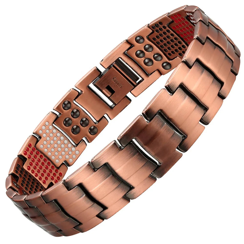 BioMagnetic Jewelry 15mm Adjustable Hematite Stone Pure Copper  Magnetic Bracelets for Men