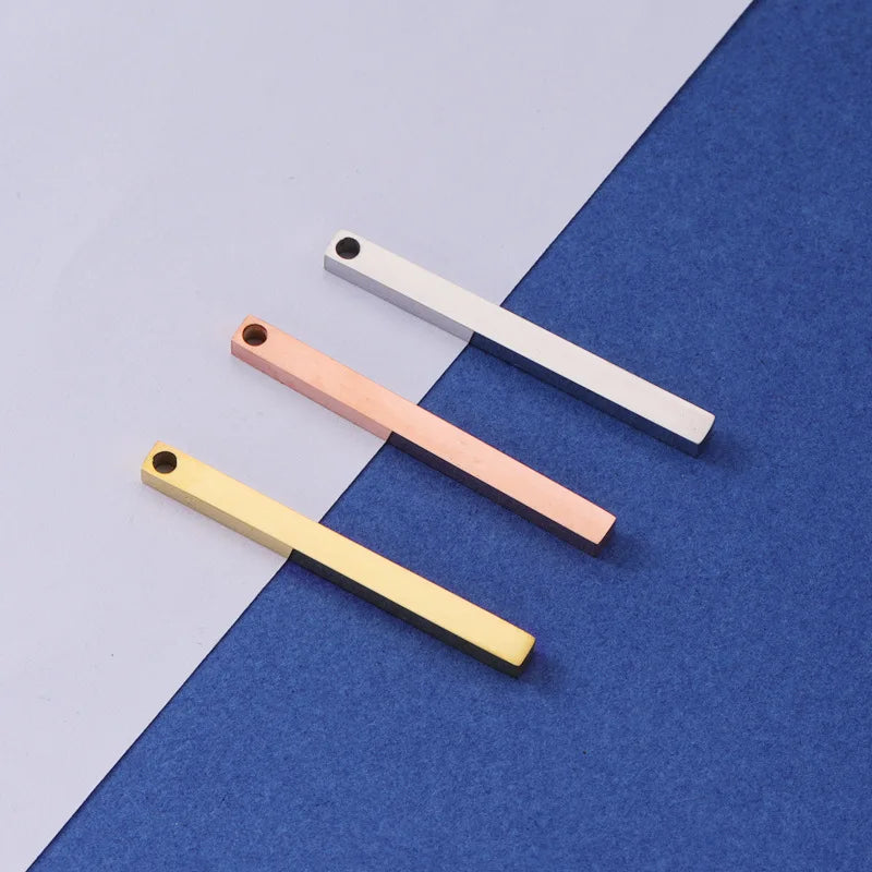 Mirror Polished Stainless Steel Jewelry Handmade Accessories Long Rectangle Bar Pendant