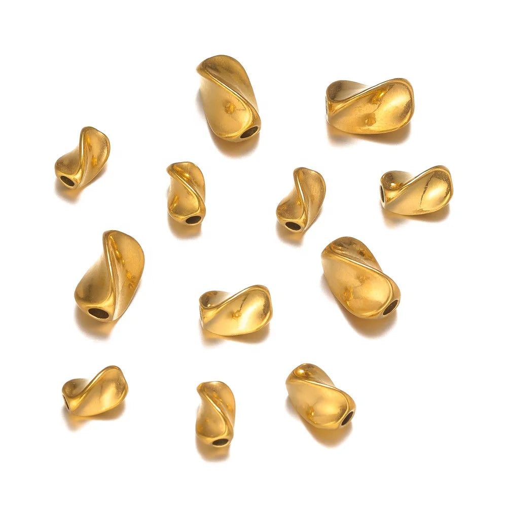 Stainless Steel Long Tube Twisted Bead Loose Spacer Beads for DIY Jewelry Making Bracelets Necklace Supplies Wholesale