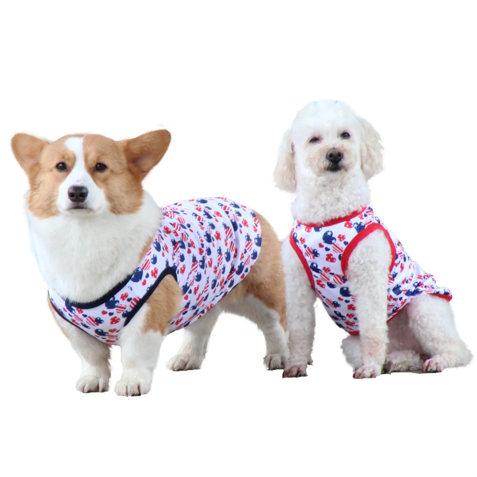 Cute Printing Polyester Sports Style Love Pattern Spring Summer Cooling Breathable Sleeveless Dog T-Shirt
