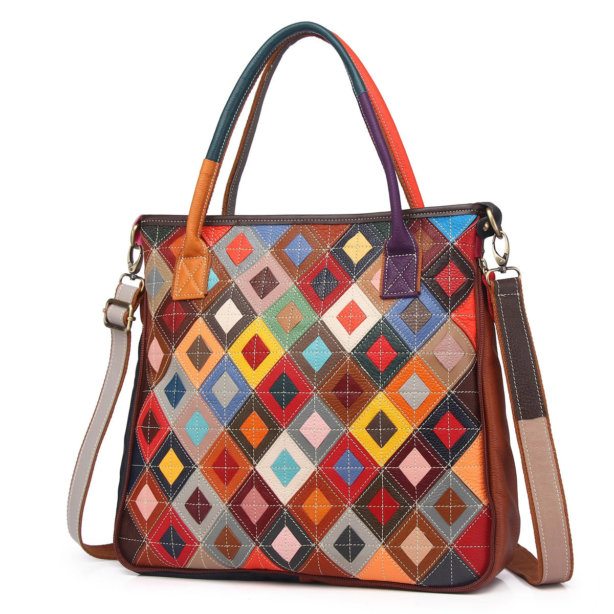 Women Tote Bags Genuine Cow Leather Vintage 1259 Handbag Shoulder Bag